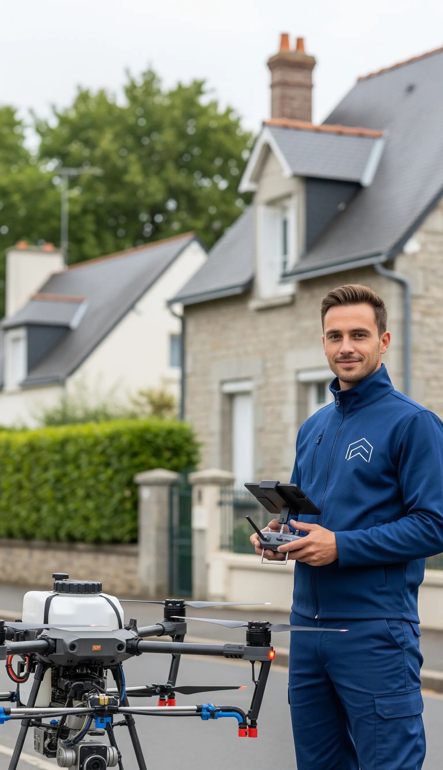 Nettoyage toiture drone Angers opérateur ardoise Anjou télépilote DGAC
