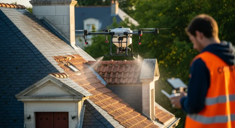 Garantie Nettoyage Toiture 49 : Résultat Garanti 2-3 ans par drone professionnel en Maine-et-Loire.